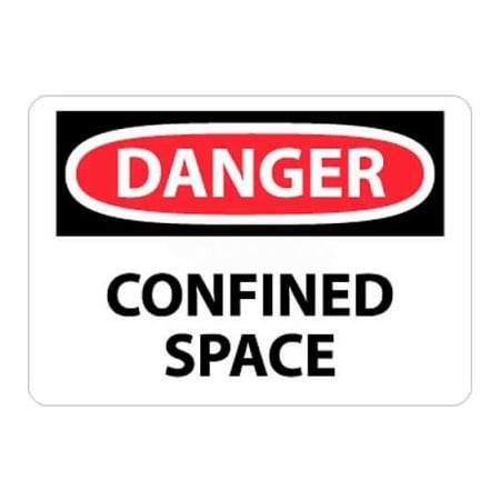 National Marker Co NMC OSHA Sign, Danger Confined Space, 10in X 14in, White/Red/Black D487PB